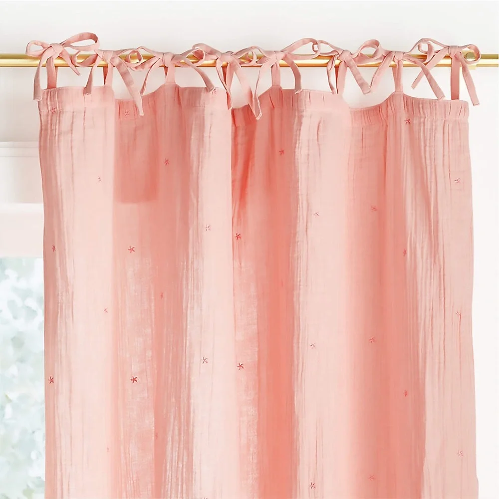 Aldrin Pink Organic Cotton Sheer Window Curtain 1/ Panel 44